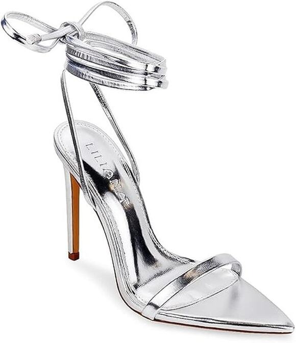 Liliana Shoes - NIB Liliana silver strappy pointed toe, ankle wrap heels sz 7
